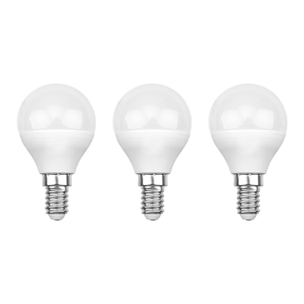 Лампа светодиодная Шарик (GL) 7.5 Вт E14 713 Лм 2700 K теплый свет (3 шт./уп.) Rexant 604-031-3