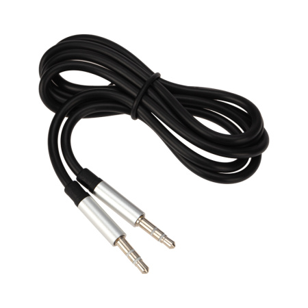 Аудио кабель AUX 3.5 мм шнур плоский 1M черный Rexant 18-4000