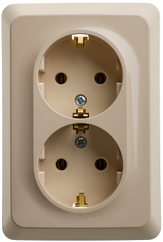 Systeme Electric Этюд Крем Розетка 2-ая с/з без шторок 16А 250B