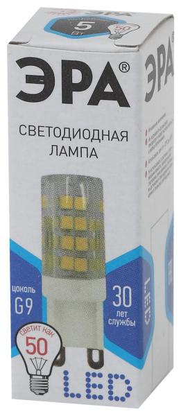 Купить ЭРА LED JCD-5W-CER-840-G9 (диод, капсула, 5Вт, нейтр, G9)