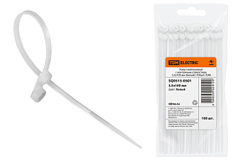 TDM Хомут нейлоновый с монтажным отверстием 3,5х100 мм (белый) (100шт) SQ0515-0501