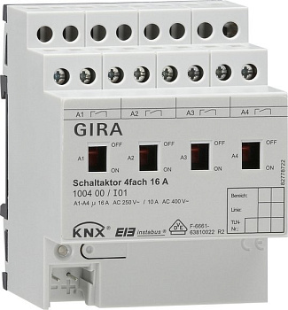 Gira KNX Актор 4-канальный 16 А, возм ручное управление DIN-рейка 100400