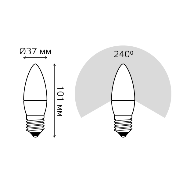 Купить Gauss Лампа Свеча 6.5W 520lm 3000К E27 LED 103102107