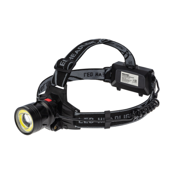 Фонарь NEW AGE сверxмощный, регулируемый фокус ZOOM REXANT 10 Вт + ближний свет 10 Вт 2x18650, 7000 мАч, 5 часов работы, 1000 Лм/1500 Лм, USB-кабель 75-7831