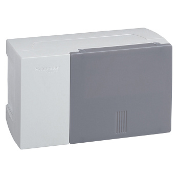 SE RESI9 MP (Mini Pragma) Бокс навесной с дымчатой дверью 1 ряд/4 модуля, IP40, IK07, 50А, 2 клеммы, Италия MIP12104T