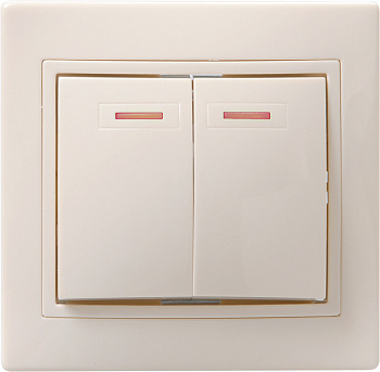 IEK KVARTA ВС10-2-1-ККм Выключатель 2кл с инд. 10А (кремовый)