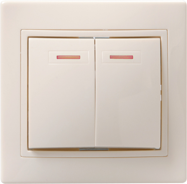 IEK KVARTA ВС10-2-1-ККм Выключатель 2кл с инд. 10А (кремовый)