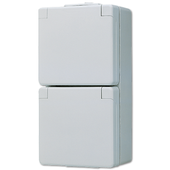 JUNG Штепсельная розетка SCHUKO для накладного монтажа двойная, с полем для надписи IP44 622W