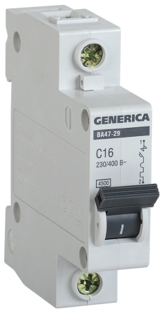 IEK GENERICA Автоматический выключатель ВА47-29 1Р 16А 4,5кА (С) MVA25-1-016-C