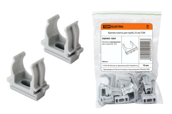 TDM Крепеж-клипса для трубы 25 мм (10шт) SQ0405-1003