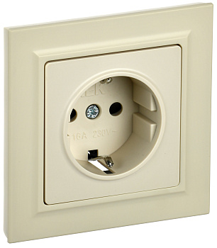 IEK BRITE Бежевый Розетка с з/к/ш 16А в сборе РСР14-1-0-БрКр