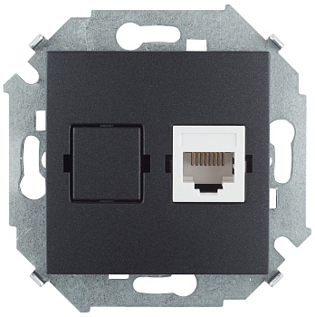 Simon 15 Графит Розетка компьютерная RJ45 кат.5е, Systimax 1591598-038