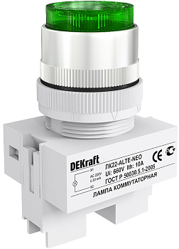 Dekraft Лампа комм. ALTE D22 ЗЕЛЕНЫЙ неон 220В ЛK-22