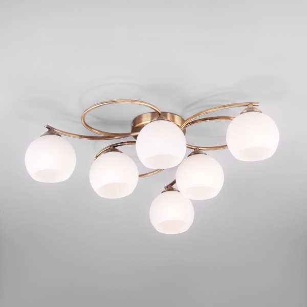 Eurosvet Потолочная люстра со стеклянными плафонами 30144/6 античная бронза a043869