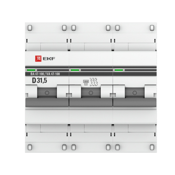 Купить EKF PROxima ВА 47-100 Автоматический выключатель (D) 3P 31,5А 10kA mcb47100-3-31.5D-pro