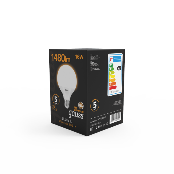 Купить Gauss Лампа G95 16W 1480lm 3000K E27 LED 105102116