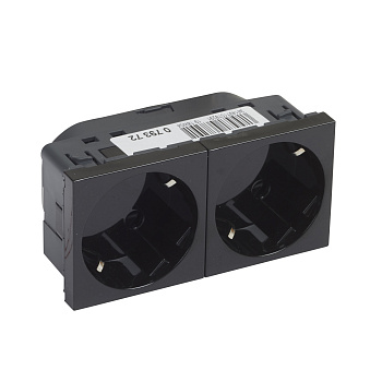 Legrand Mosaic Розетка 2 x 2К+3 под углом 45°, 4 модуля, черная 079372