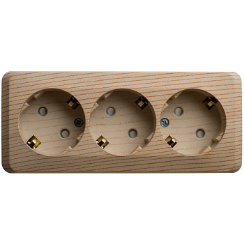 Systeme Electric Этюд наруж Сосна Розетка 3-ая с/з со шторками 16А 250B