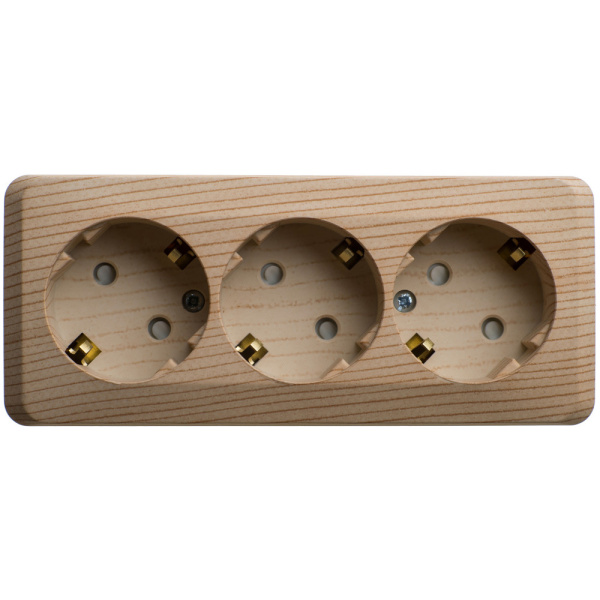 Systeme Electric Этюд наруж Сосна Розетка 3-ая с/з со шторками 16А 250B