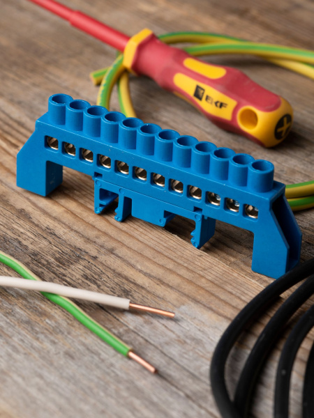 Купить EKF PROxima Шина "0" N (6х9мм) 12 отверстий латунь синий нейлоновый корпус комбинированный