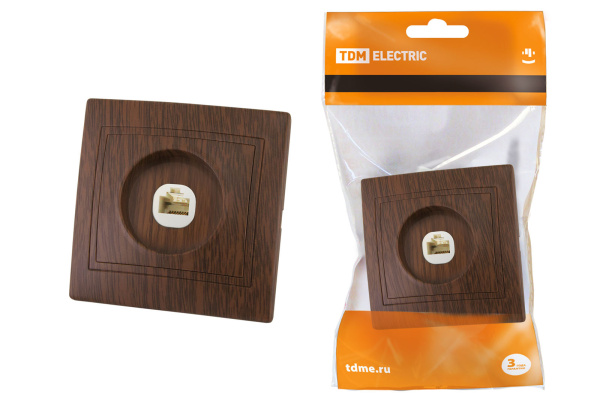 TDM Розетка телефонная RJ11  "ЭКО" (бук) "Таймыр" SQ1814-0320