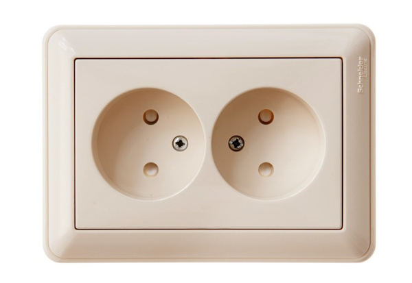 Купить Systeme Electric Wessen 59 Беж Розетка 2-ая б/з со шторками, (в сборе, с рамкой)