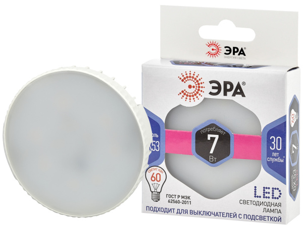 ЭРА LED GX-7W-860-GX53 (диод, таблетка, 7Вт, хол, GX53) (10/100/4200)