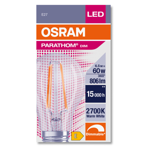 Купить Osram PARATHOM DIM CL A FIL 60 dim 6,5W/827 E27 4058075591172