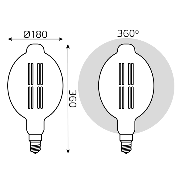 Купить Gauss Лампа Filament BT180 8W 780lm 2400К Е27 golden straight LED 151802008