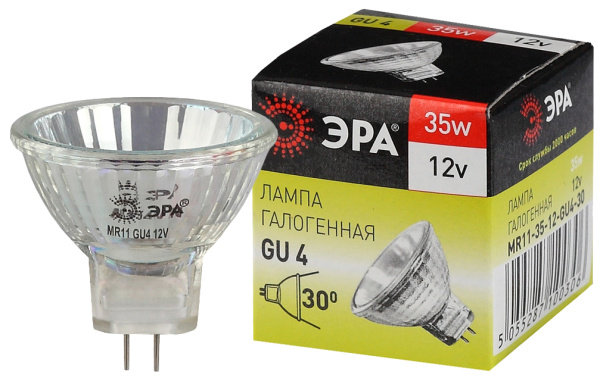 ЭРА GU4-MR11-35W-12V-30CL (галоген, софит, 35Вт, нейтр, GU4)