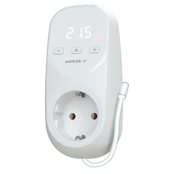 Welrok pt Терморегулятор цифровой с индикацией температуры в розетку 16 А, 3000 ВА, 0…30  °С