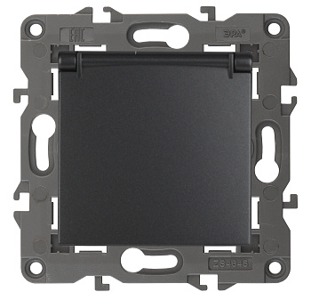 ЭРА 14-2103-05 Elegance Антрацит Розетка с/з со шт с крышкой