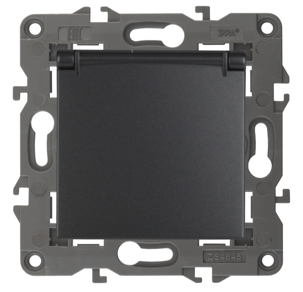 ЭРА 14-2103-05 Elegance Антрацит Розетка с/з со шт с крышкой