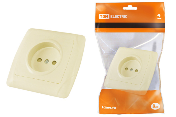 TDM Розетка 2П 10А 250В с защ. шт. сл. кость "Онега" SQ1805-0039