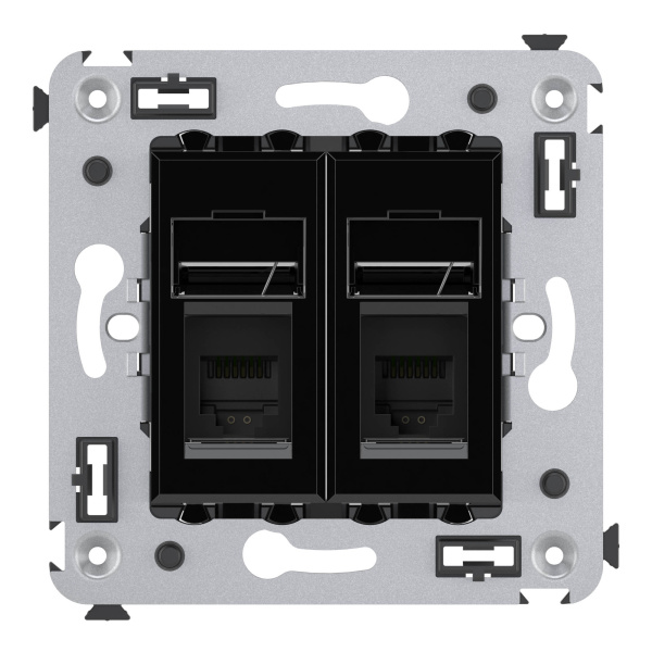 Купить DKC Телефонная розетка RJ-12 в стену двойная, "Avanti", "Черный квадрат"