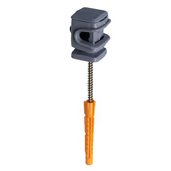 EZETEK Держатель проводника круглого 6-8 мм серый, высота 16 мм, пластик с дюбелем 52 мм 70048