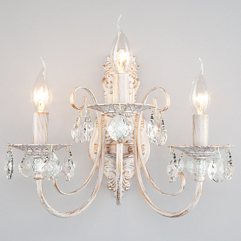 Eurosvet Бра с хрусталем 3305/3  белый с золотом / прозрачный хрусталь 00000065797