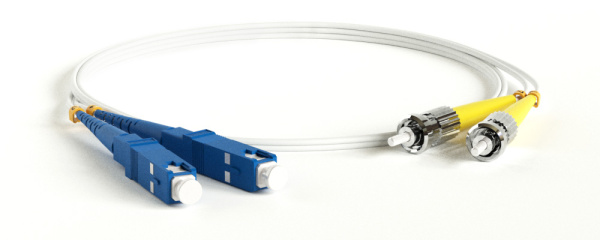 Hyperline FC-D2-9A1-SC/UR-ST/UR-H-1M-LSZH-WH Патч-корд волоконно-оптический (шнур) SM 9/125 (G657), ST/UPC-SC/UPC, 2.0 мм, duplex, LSZH, 1м 238611