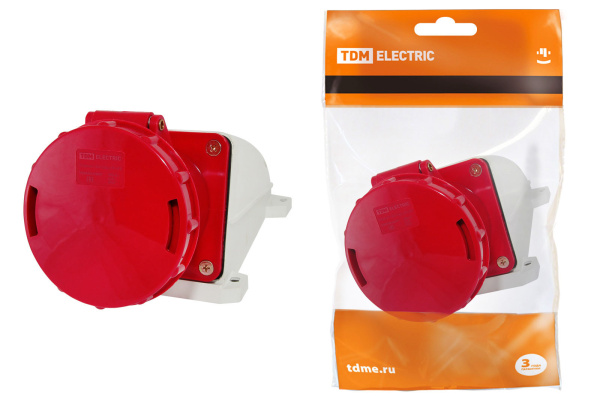 TDM Розетка 134 стационарная 3Р+РЕ 63А 380В IP54 SQ0602-0007