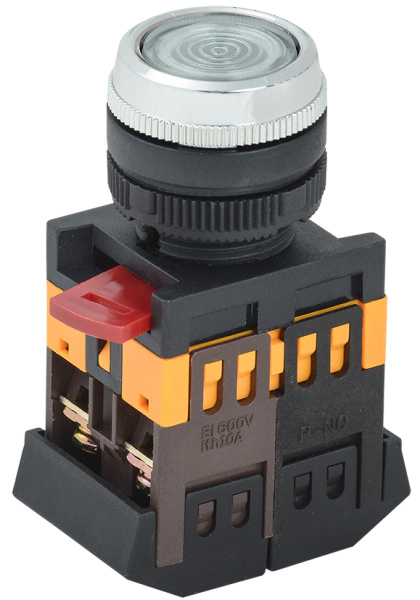 IEK Кнопка ABLFS-22 прозрачный d22мм неон/240В 1з+1р