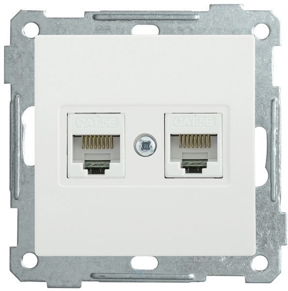 IEK РK10-2-Б Розетка 2-ая комп. RJ45 Cat5e BOLERO белый EKB25-K01