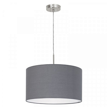 Eglo Подвес PASTERI, 1х60W (E27), Ø380, никель матовый/текстиль, серый 31573