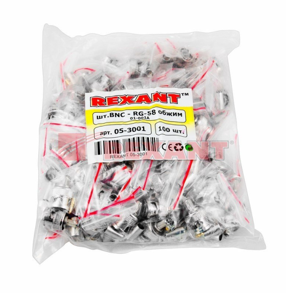 Купить Разъем штекер BNC RG-58 обжим Rexant 05-3001
