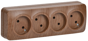 IEK GLORY РС24-2-ХД Розет. 4-ая без з/к о/у 10А GLORY дуб