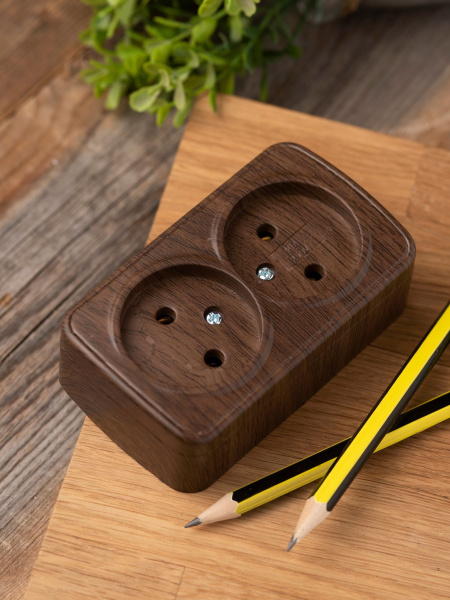 Купить EKF Basic Минск Темное дерево Розетка 2-ая, б/з, 10А, ОП