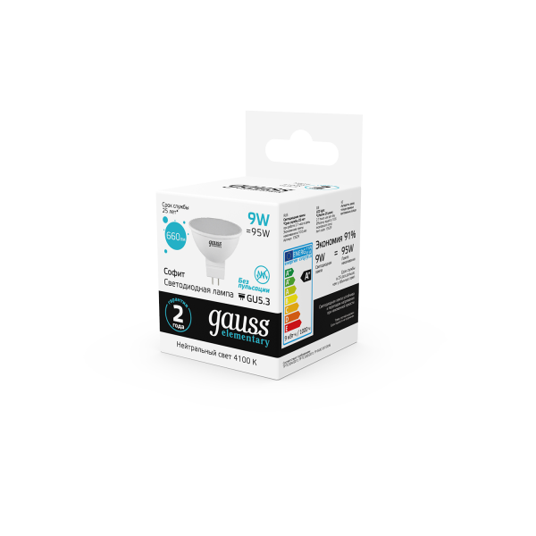 Купить Gauss Лампа Elementary MR16 9W 660lm 4100K GU5.3 LED 13529