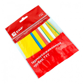 EKF PROxima Термоусаживаемая трубка ТУТ нг 20/10 набор:7 цветов по 3шт. 100мм.