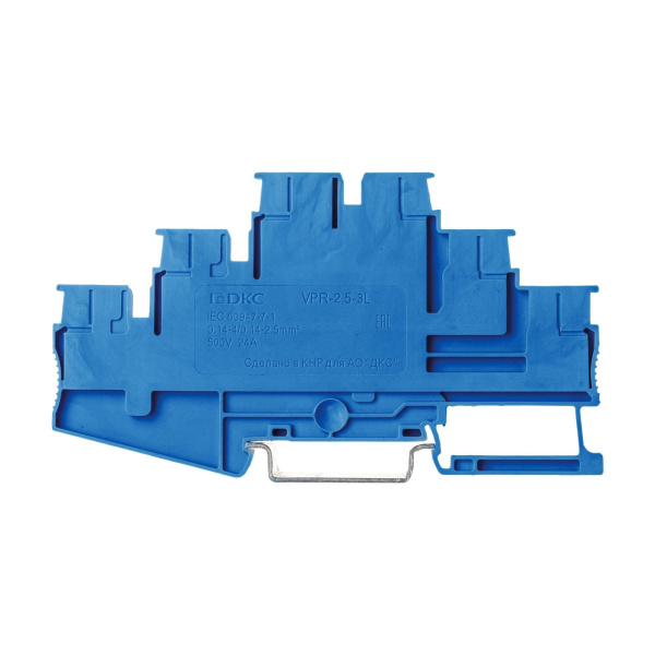 Купить DKC Nuputuk Клемма трехуровневая, зажим push-in, 6 точек подключения, 2.5 кв.мм, синяя