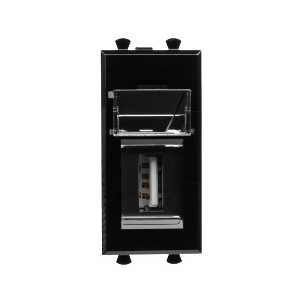 DKC USB 2.0 розетка модульная, тип А-А, "Avanti", "Черный квадрат", 1 модуль