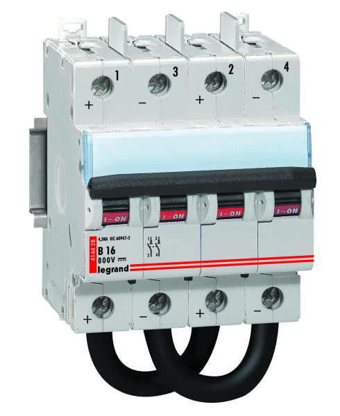 Купить Legrand Автоматический выключатель постоянного тока 800В 16А 2 защищенных полюса 4 мод 414428